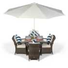 Arizona Square 4 Seater Rattan Patio Dining Set - Brown