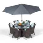 Savannah Round 6 Seater Rattan Patio Dining Set - Grey