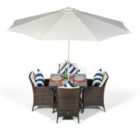 Savannah Square 4 Seater Rattan Patio Dining Set - Brown