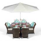 Arizona Rectangle 6 Seat Rattan Dining Set with Ice Bucket Drinks Cooler - Brown