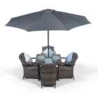 Arizona Square 4 Seater Rattan Patio Dining Set - Grey
