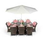 Arizona Rectangular 8 Seater Rattan Patio Dining Set - Brown