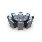 Arizona Fire Pit 8 Seater Round Rattan Dining Set - Grey