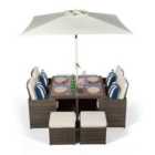 Giardino 4 Seater Rattan Cube Dining Set - Brown