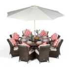 Arizona Round 8 Seater Rattan Patio Dining Set - Brown