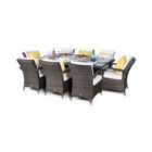 Arizona Fire Pit 8 Seater Rectangle Rattan Dining Set - Brown