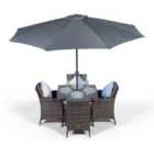 Savannah Square 4 Seater Rattan Patio Dining Set - Grey