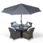 Arizona Round 4 Seater Patio Dining Set with Ice Bucket Drinks Cooler - Grey