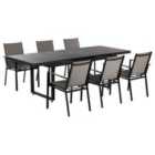 Beliani Garden Dining Set 6 Seater Valcanetto/Busseto Metal Black