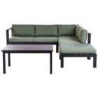 Beliani Garden Corner Sofa With Table 5 Seater Messina Left Hand Metal Green