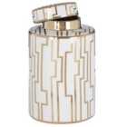Premier Housewares Ariana Small Ceramic Jar - White/Gold Finish