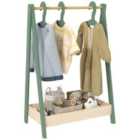 AIYAPLAY Kids Clothes Rail with Hangers, Base Shelf for Girls, Boys, Green