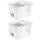 Keeeper Set of 2 Stitch Turning Stacking Box 30 Litre - Clear