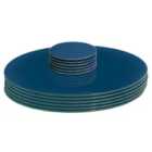 Harbour Housewares 12pc Round Glass Placemats & Round Coasters Set - 30cm - Hague Blue