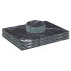Harbour Housewares 12pc Rectangle Glass Placemats & Round Coasters Set - 30cm x 20cm - Black Marble