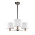 Daley 3 Light Multi Arm Ceiling Pendant Matt Nickel Vintage White Silk Effect E14