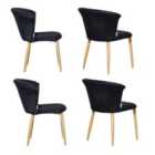 Life Interiors Set Of 4 Elsa Velvet Dining Chairs Upholstered For Dining Room Kitchen Restaurant Office, Black