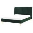 Beliani Bed Velvet Marville 160 X 200 Cm Eu King Size Emerald Green