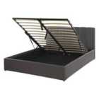 Beliani Ottoman Bed Faux Leather Dreux 140 X 200 Cm Eu Double Dark Grey