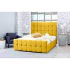 Eleganza Capri Plush Single Bed Frame - Mustard Gold