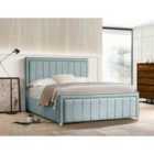 Eleganza Lorrinne Upholstered Bed Frame Plush Velvet Fabric Single Blue