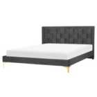 Beliani Bed Velvet Limoux 160 X 200 Cm Eu King Size Black