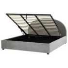 Beliani Ottoman Bed Velvet Vaucluse 180 X 200 Cm Eu Super King Light Grey