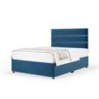 Bedmaster Marine Blue Plush Velvet No Drawer Divan Base And Milan Headboard King Size