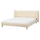 Beliani Bed Velvet Senlis 160 X 200 Cm Eu King Size Beige