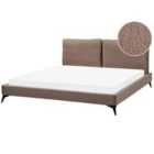 Beliani Bed Boucle Melle 180 X 200 Cm Eu Super King Brown