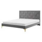 Beliani Bed Velvet Limoux 140 X 200 Cm Eu Double Grey