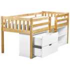 Beliani Wooden Kids Mid Sleeper Bed With Storage Eu Single Size Light Wood Susville