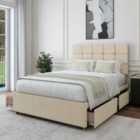 Bedmaster Cream Naples Velvet 4 Drawer Divan Base And Pearl Headboard Double