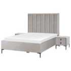 Beliani Bedroom Set Velvet Sezanne 140 X 200 Cm Eu Double Light Grey