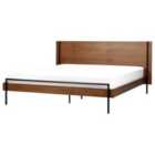 Beliani Bed Libermont 180 X 200 Cm Eu Super King Dark Ash Wood