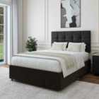 Bedmaster Charcoal Linen No Drawer Divan Base And Pearl Headboard Super King