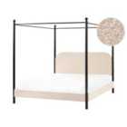 Beliani Four Poster Bed Boucle Dannemois 160 X 200 Cm Eu King Size Beige