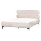 Beliani Bed Velvet Lessay 160 X 200 Cm Eu King Size Light Beige