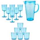 Set of 13 Bayside Lulworth Acrylic Drink Glass Set - Blue