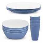 Bayside Blue Pool 12 Piece Two Tone Picnic Tableware Set