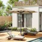 Garden Sanctuary Large 3M Patio Parasol with Solar 24 LED Lights - Beige