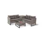 Madefor.Living Palma Rattan Corner Fire Pit 4 Seater in Grey