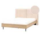 Beliani Bed Boucle Izernore 140 X 200 Cm Eu Double Beige