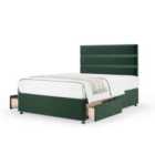 Bedmaster Emerald Green Plush Velvet 2 Drawer Divan Base And Milan Headboard King Size