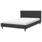 Beliani Bed Fabric Fitou 140 X 200 Cm Eu Double Black