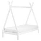 Beliani Wooden Kids Teepee Bed Eu Single Size White Devay