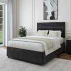 Bedmaster Black Naples Velvet No Drawer Divan Base And Milan Headboard Small Double