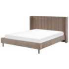 Beliani Bed Velvet Villette 180 X 200 Cm Eu Super King Taupe