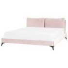 Beliani Bed Velvet Melle 180 X 200 Cm Eu Super King Pastel Pink