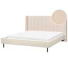 Beliani Bed Boucle Villette 180 X 200 Cm Eu Super King Beige